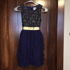 Navy and Gold girls formal dress